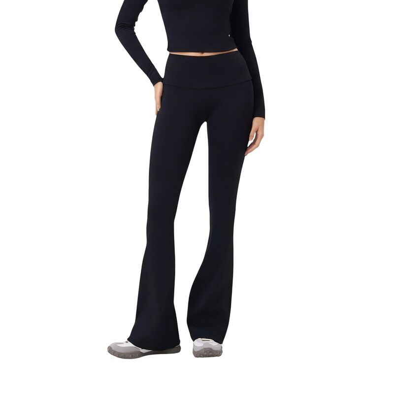 アンナカシ レディース ボトムス カジュアルパンツ ハイウエスト フレア AnnaKaci Womens High Waist Flare Leg Pants with Foldover Waistb