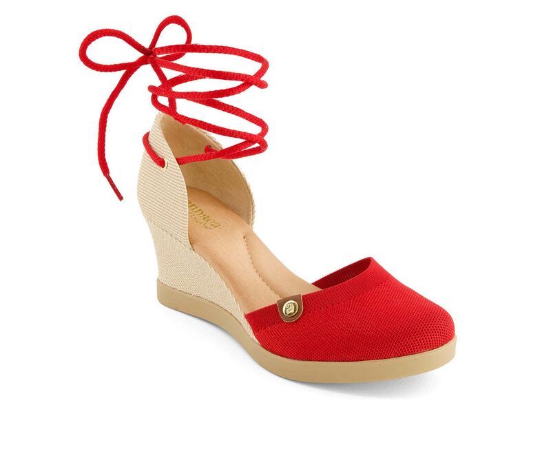 アンドレア レディース シューズ サンダル アンクル Andrea Womens Wedge Ankle and Calf Strap Espadrilles 88318 Red レッド