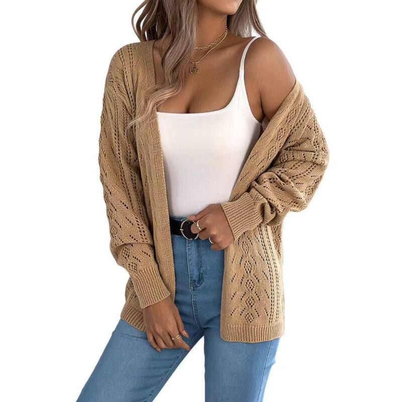 クリアフラワー レディース アウター ニット・セーター カーディガン ClearFlower Womens Open Front Long Crochet Cardigan Sweater Bohol