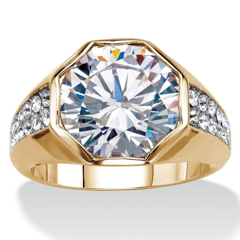 パームビーチジュエリー レディース アクセサリー リング PalmBeach Jewelry Mens 6 TCW Round Cubic Zircona Octagon RingoldPlated