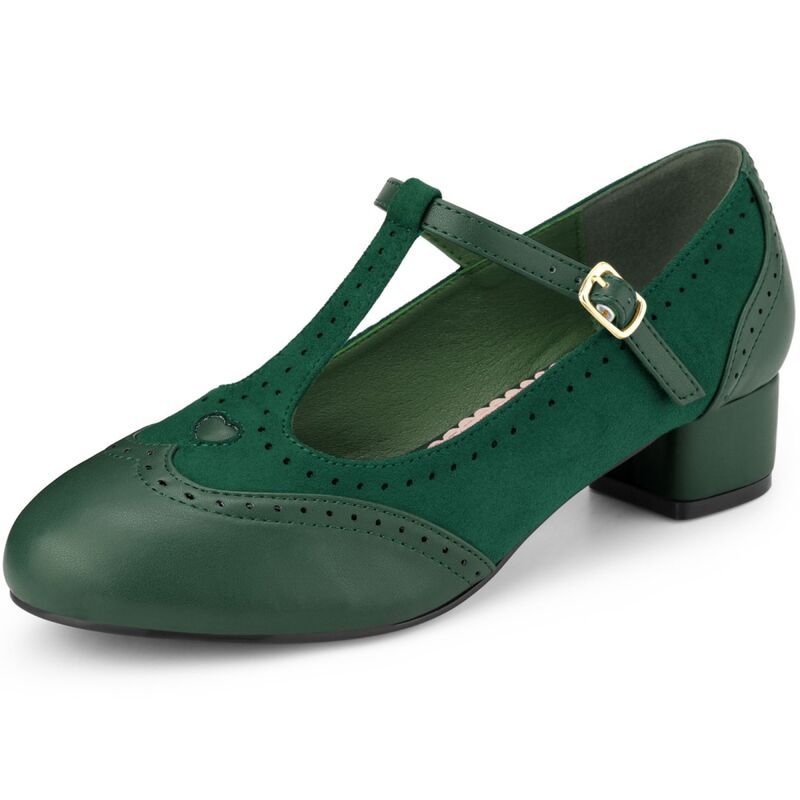 アレグラ ケー レディース シューズ パンプス アンクル ヒール ALLEGRA K TStrap Mary Janes for Women Ankle Strap Block Heels Pumps