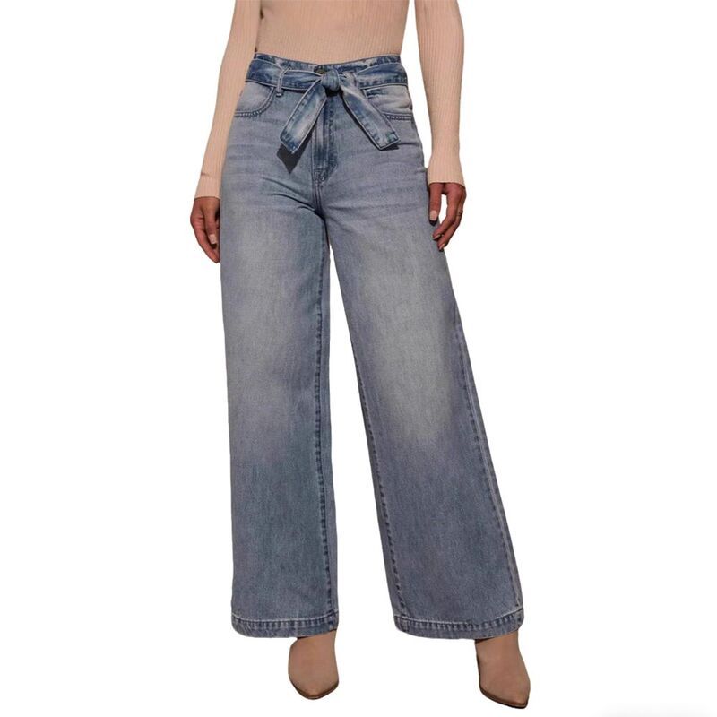 クリアフラワー レディース ボトムス デニムパンツ ワイドレッグ ストレート ハイウエスト ジーンズ ClearFlower Womens High Waistie Front Straight Le