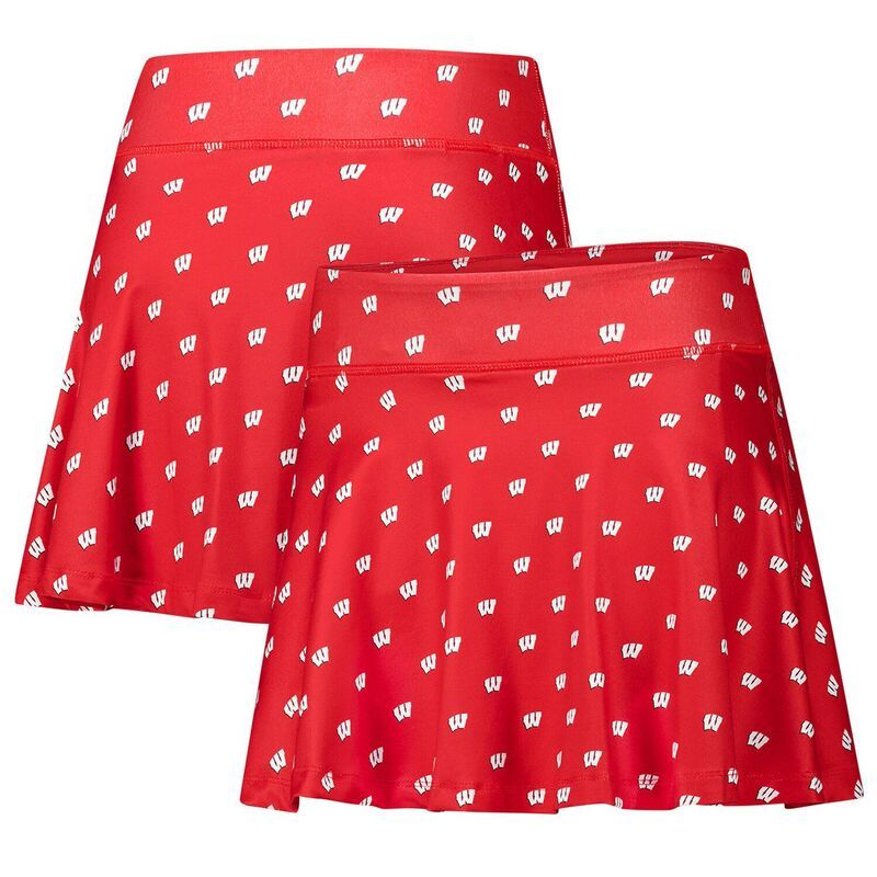 ズーザッツ レディース ボトムスカート プリント Womens ZooZatz Red Wisconsin Badgers Allover Print Flowy Skort Wis Red レッド