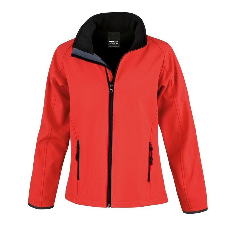 リザルト レディース アウター ジャケット・ブルゾン プリント Result Mens Core Printable Softshell Jacket Red And Black ブラック