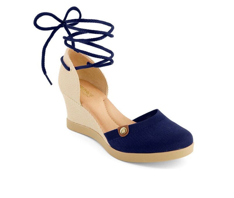 アンドレア レディース シューズ サンダル アンクル Andrea Womens Wedge Ankle and Calf Strap Espadrilles 88318 Navy ネイビー