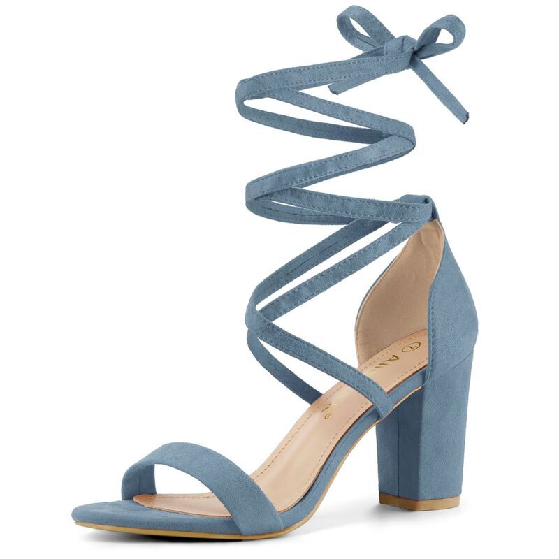 アレグラ ケー レディース シューズ パンプス サンダル レース ヒール ALLEGRA K Womenstrappy Lace Up Heel Chunky Higheelsandals Haze