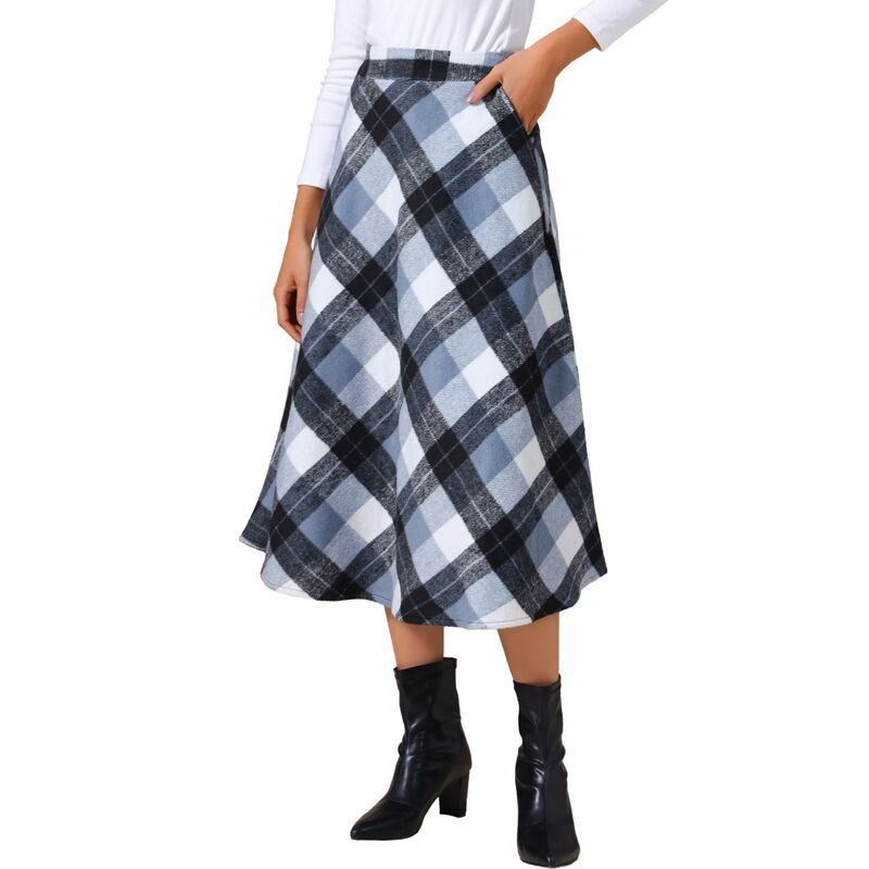 インスパイア シック レディース ボトムスカート ヴィンテージ A ライン ハイウエスト マキシ INSPIRE CHIC Womens Vintage Plaid High Waist ALine