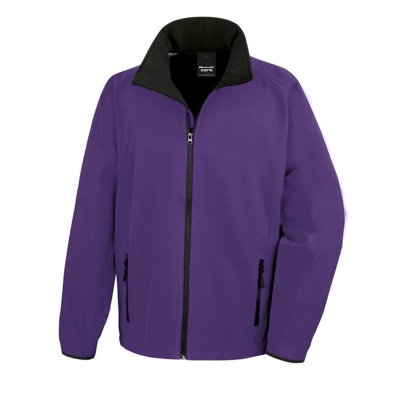 リザルト レディース アウター ジャケット・ブルゾン プリント Result Mens Core Printable Softshell Jacket Purple And Black ブラック