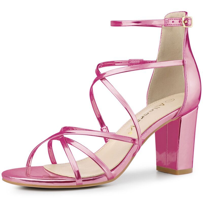 アレグラ ケー レディース シューズ パンプス サンダル ヒール ALLEGRA K Womenstrappy Crisscrosstrap Opened Toe Block Heelsandals