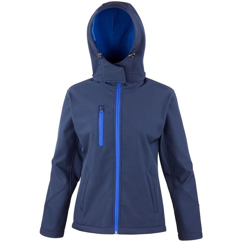 リザルト レディース アウター ジャケット・ブルゾン Result Core WomensLadies Lite Hooded Softshell Jacket Navy And Royal ネイビー