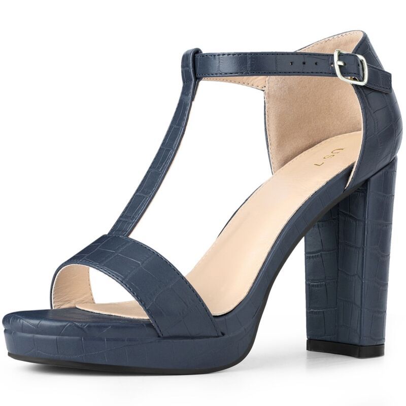 ブリスフルステップ レディース シューズ パンプス プラットフォーム プリント サンダル アンクル ヒール BLISSFUL STEPlatform Heel Print Embossed Ankle
