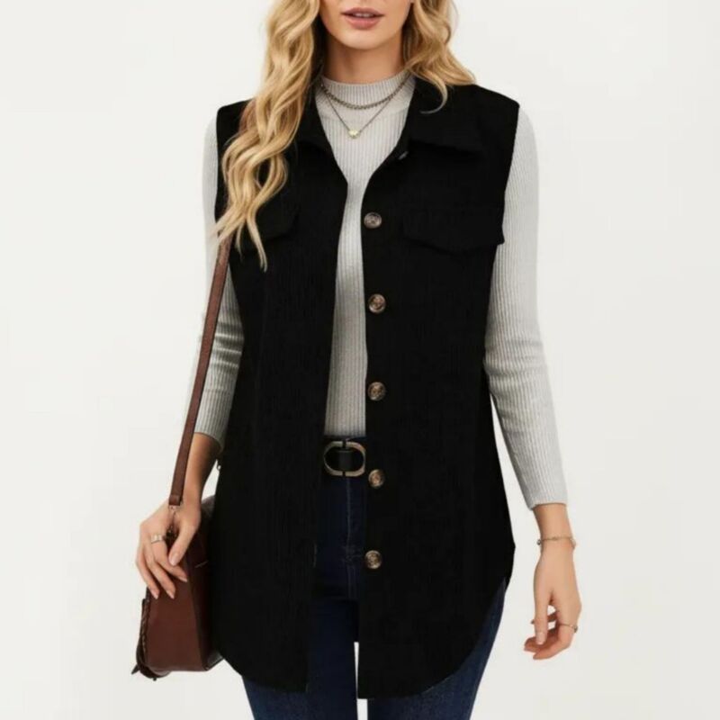 アンナカシ レディース アウター ジャケット・ブルゾン ベスト AnnaKaci Womens Textured Button Front Vest with Collared Neckline Ch