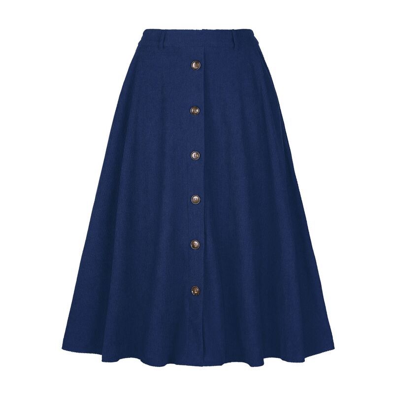 インスパイア シック レディース ボトムスカート コーデュロイ A ライン ハイウエスト ミディ INSPIRE CHIC High Waist Corduroy Skirt for Womens B