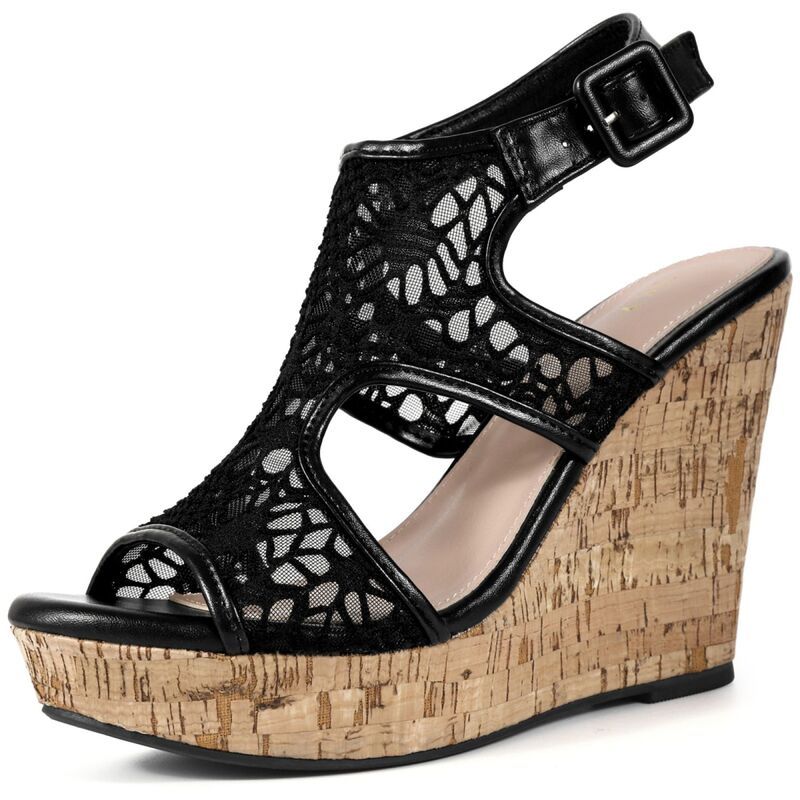 ブリスフルステップ レディース シューズ サンダル アンクル レース ヒール BLISSFUL STEP Open Toe Wedges Heels lace Ankle Strap Sandals