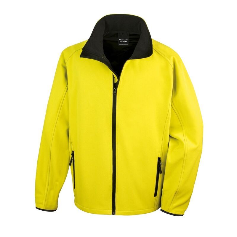 リザルト レディース アウター ジャケット・ブルゾン プリント Result Mens Core Printable Softshell Jacket Yellow And Black ブラック