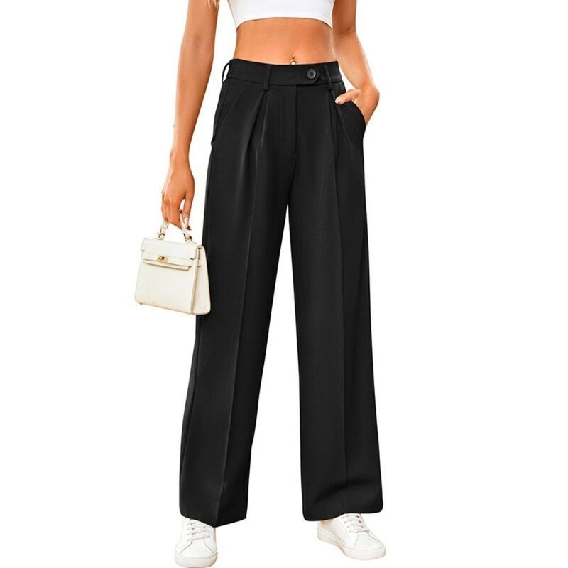 イエスファッション レディース ボトムス カジュアルパンツ ワイドレッグ Yesfashion Womens High Waisted Wide Leg Dress Pants Casual Offi