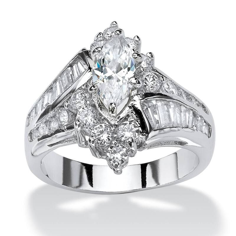 パームビーチジュエリー レディース アクセサリー リング PalmBeach Jewelry 320 TCW MarquiseCut Cubic Zirconia Ring Silver シルバー