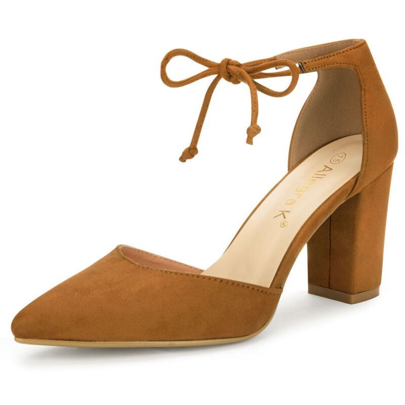 アレグラ ケー レディース シューズ パンプス アンクル ALLEGRA K Womens Ankle Tie Pointoe Dress Pumps Brown ブラウン