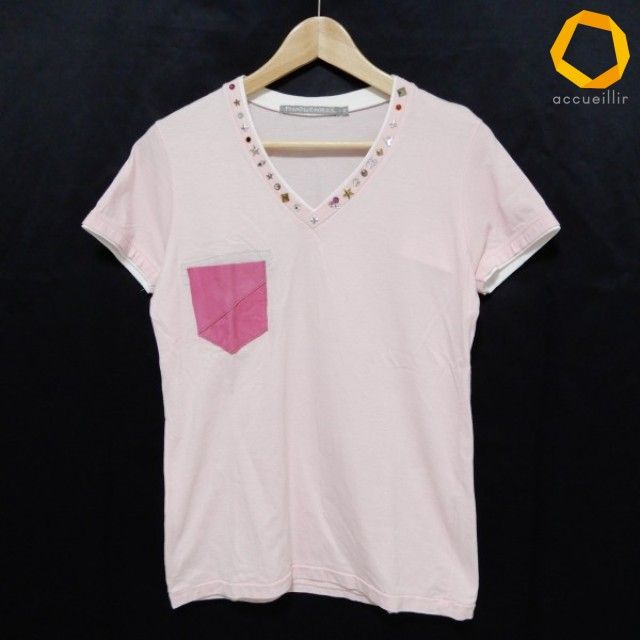 #anc フランシストモークス FranCisT MORKS Tシャツ 2 ピンク 濃ピンク Vネック ビジュー ミスチル桜井さん着用 メンズ [1002451]
