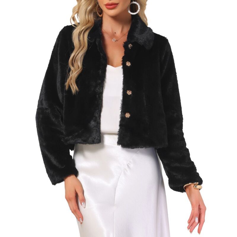 インスパイア シック レディース アウター ジャケット・ブルゾン コート クロップド INSPIRE CHIC Dressy Faux Fur Coat for Womens Cropped Snap