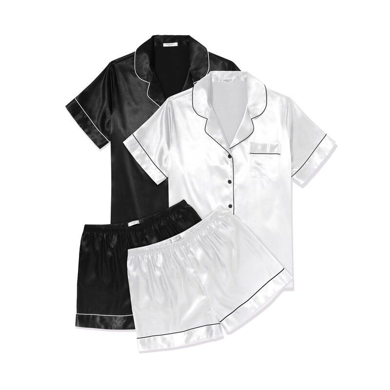 エコアー レディース アンダーウェア ナイトウェア ボタンダウン シルク ダウン Ekouaer Pajamas for Women Set Pjs 2 Piece Sleepwear Silk Bu