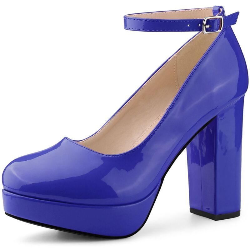 アレグラ ケー レディース シューズ パンプス プラットフォーム アンクル ヒール ALLEGRA K Womens Platform Ankle Strap Chunky Heel Mary Jan