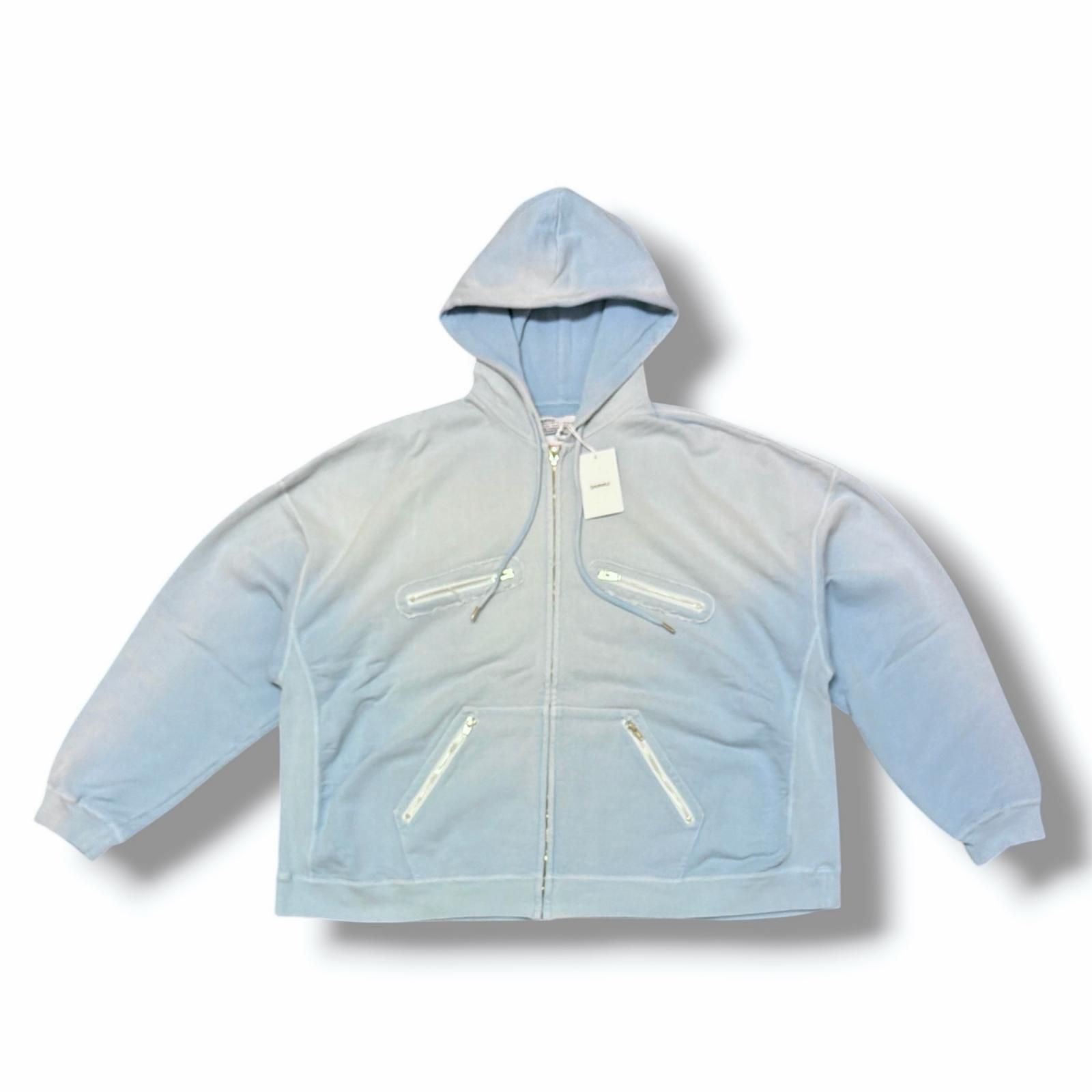 参考上代55000円 未使用 DAIRIKU 25AW 5-Zip Vintage Dyed Hoodie ヴィンテージジップフーディー スウェットパーカー ダイリク 25AW C1 ブルー L （16931M）
