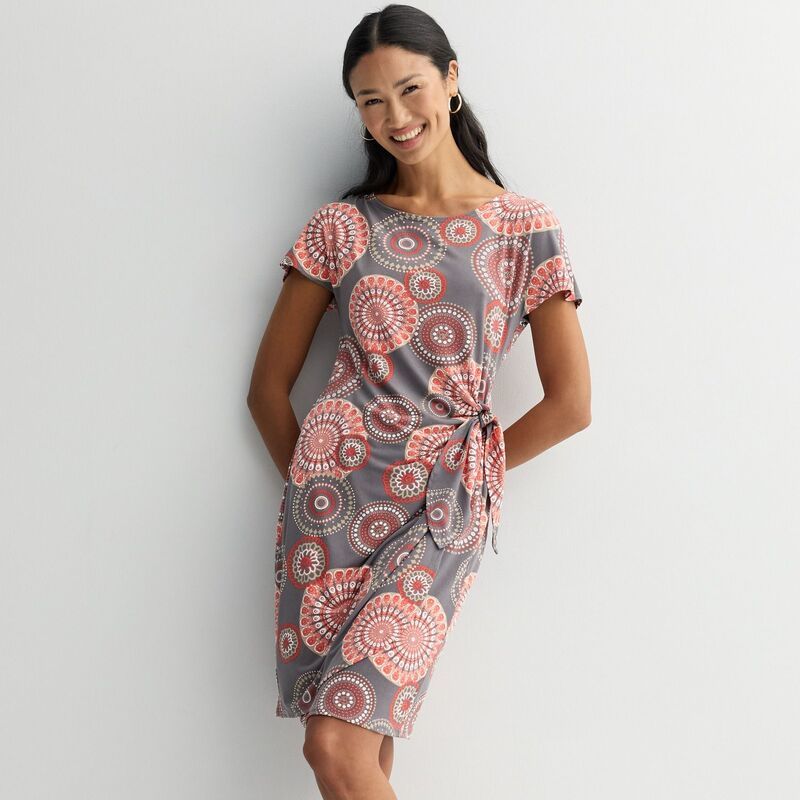 ロビー・ビー レディース トップス ワンピース プチ プリント Petite Robbie Bee Medallion Print Sarong Dress Grey Coral グレー