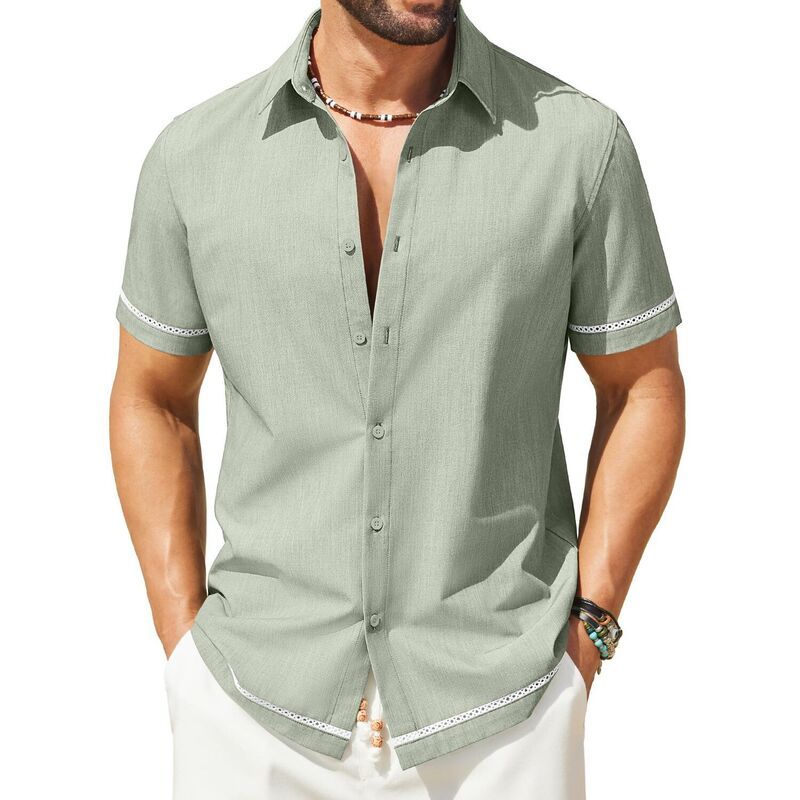 クーファンディ レディース トップス Tシャツ ボタンダウン リネン COOFANDY Button Down Shirt Men Casual Stylish Summer Beach Linen