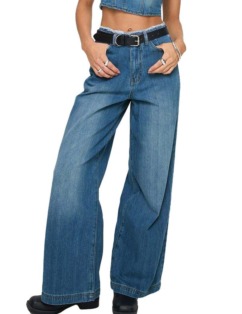 クリアラブ レディース ボトムス デニムパンツ ワイドレッグ ストレート ジーンズ Clearlove Womens High Waisted Stretchy Wide Leg Jeanseamed