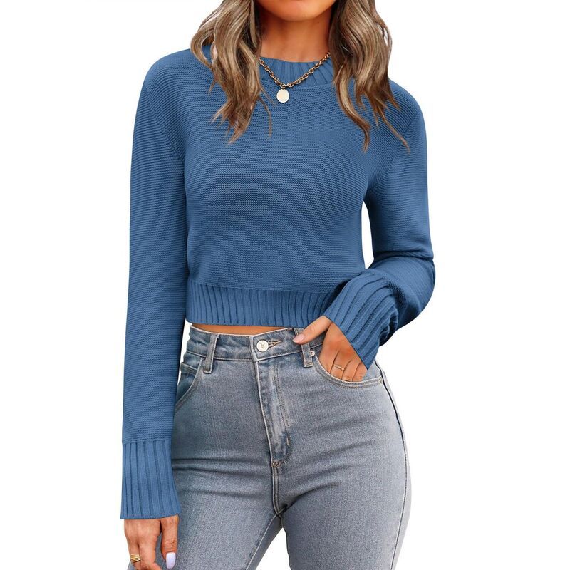 ジーグー レディース アウター ニット・セーター クルーネック リブ クロップド Zeagoo Womens Fall Crewneck Cropped Sweater Trendy Long Sle