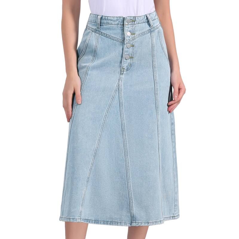 インスパイア シック レディース ボトムスカート ミディ デニム INSPIRE CHIC Womens Long Jean Denim Skirts High Waisted Frayed Midi 15,360円