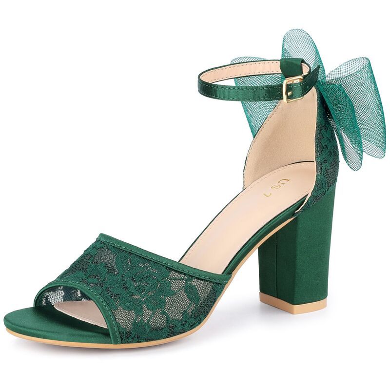 ブリスフルステップ レディース シューズ パンプス サンダル アンクル レース ヒール BLISSFUL STEP Lace Open Toe Bow Ankle Strap Block Heel S 14,045円