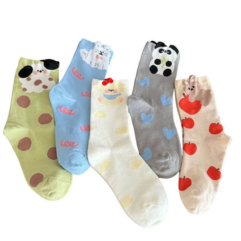 アンナカシ レディース アンダーウェア 靴下 プリント AnnaKaci Womens 5Pair Printed Crew Socks with Cute Animal and Playful Pa