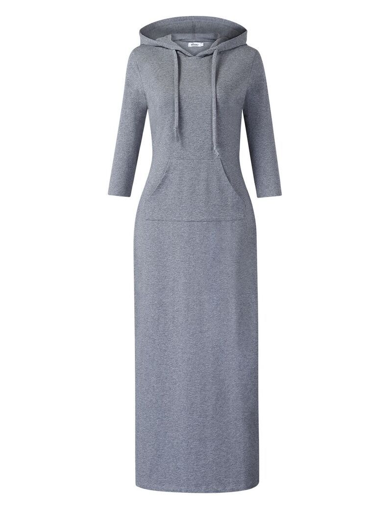 クリアラブ レディース トップス ワンピースウェット シャツ マキシ パーカー Clearlove Womens Casual 34 Sleeve Pocket Slim Pullover Maxi