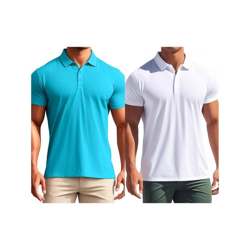 インスパイア シック レディース トップス Tシャツ レギュラーフィット ポロシャツ INSPIRE CHIC 2 Packs Mens Polo Short Sleeve Lightweight R