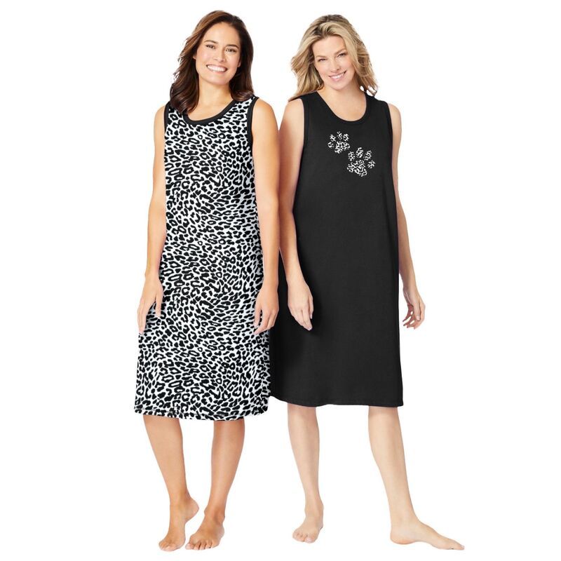 ドリームスアンドコー レディース アンダーウェア ナイトウェア プラスサイズ シャツ ノースリーブ Dreams Co Plusize 2Pack Sleevelessleepshirt Black