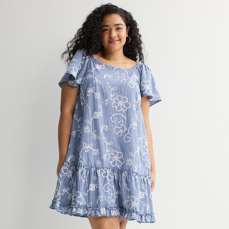 ロビー・ビー レディース トップス ワンピース プラスサイズ オフショルダー Plusize Robbie Bee OffShoulder Dress Blue White ホワイト