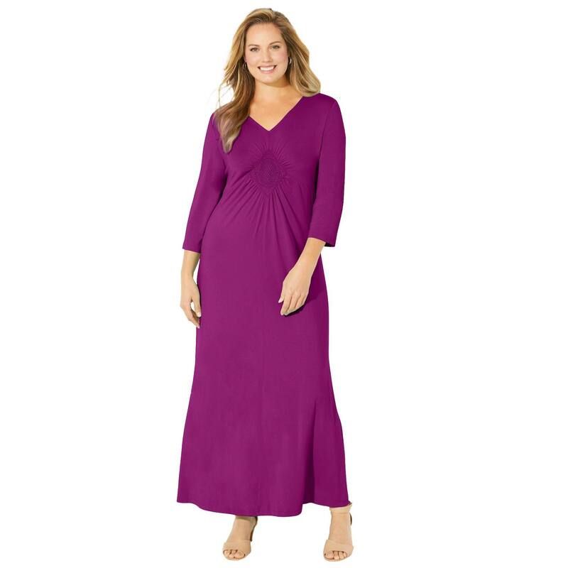 キャサリンズ レディース トップス ワンピース プラスサイズ マキシ Catherines Womens Plusize Anywear Medallion Maxi Dress Berry Pink