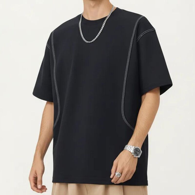 アンナカシ レディース トップス Tシャツ リラックスフィット クルーネック AnnaKaci Menshort Sleeve Crewneck TShirt with Exposed Seam De