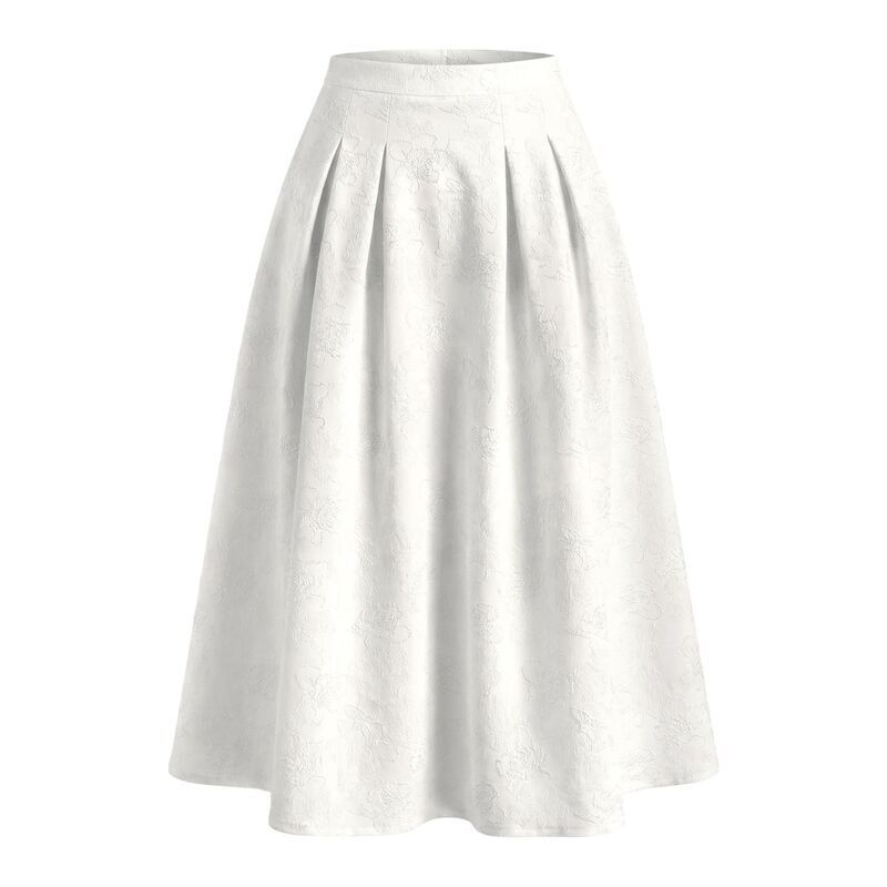 インスパイア シック レディース ボトムスカート ヴィンテージ A ライン ハイウエスト フラワー柄 ミディ フラワー INSPIRE CHIC Womens Floral Jacquard Skir