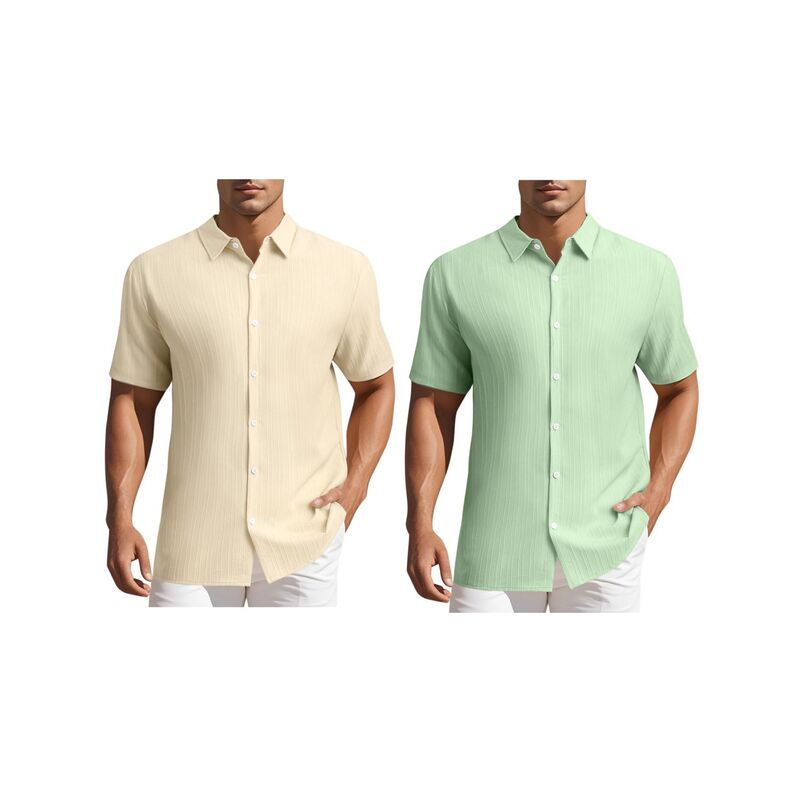 インスパイア シック レディース トップス Tシャツ ボタンダウン INSPIRE CHIC 2 Packs Menshirtshort Sleeve Button Down Beach Summer