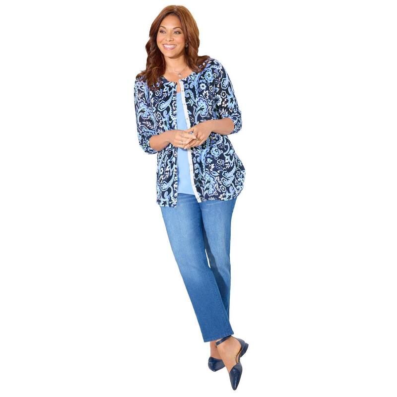 キャサリンズ レディース アウター ニット・セーター プラスサイズ カーディガン Catherines Womens Plusize The Timeless Cardiganavy Aqua Pai