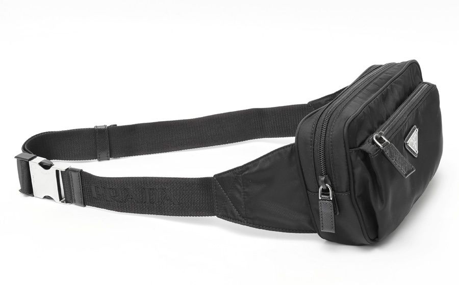 プラダ / PRADA Re-Nylon × サフィアーノレザー ベルトバッグ 2VL977