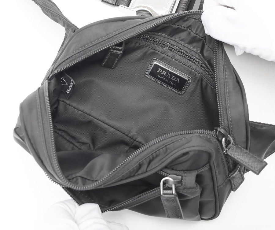プラダ / PRADA Re-Nylon × サフィアーノレザー ベルトバッグ 2VL977