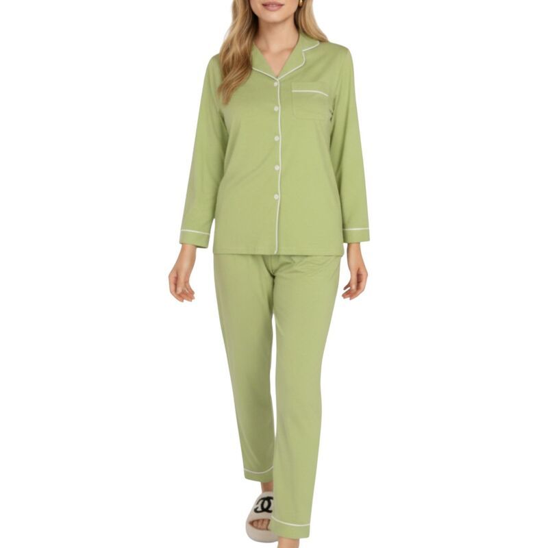 アンナカシ レディース アンダーウェア ナイトウェア リラックスフィット パンツ AnnaKaci Womens 2Piece Set Long Sleeve Button Frontop and M