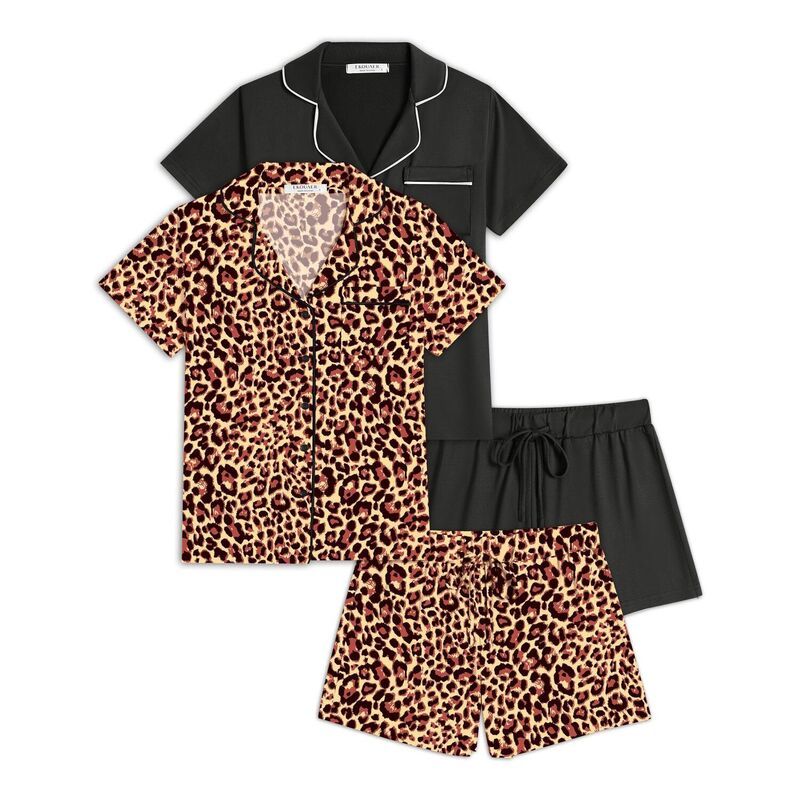 エコアー レディース アンダーウェア ナイトウェア ボタンダウン Ekouaer 2 Pack Womens Pajamaset Button Down Summer Sleepwear Short