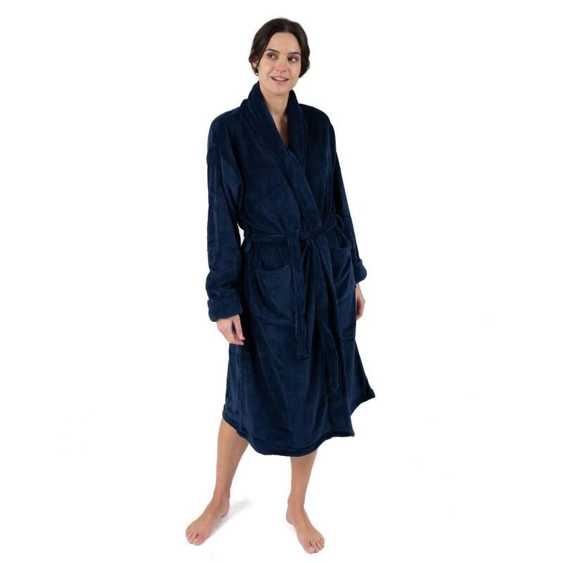 レベレット レディース アンダーウェア ナイトウェア フリース Leveret Womens Fleece Robe Navy ネイビー