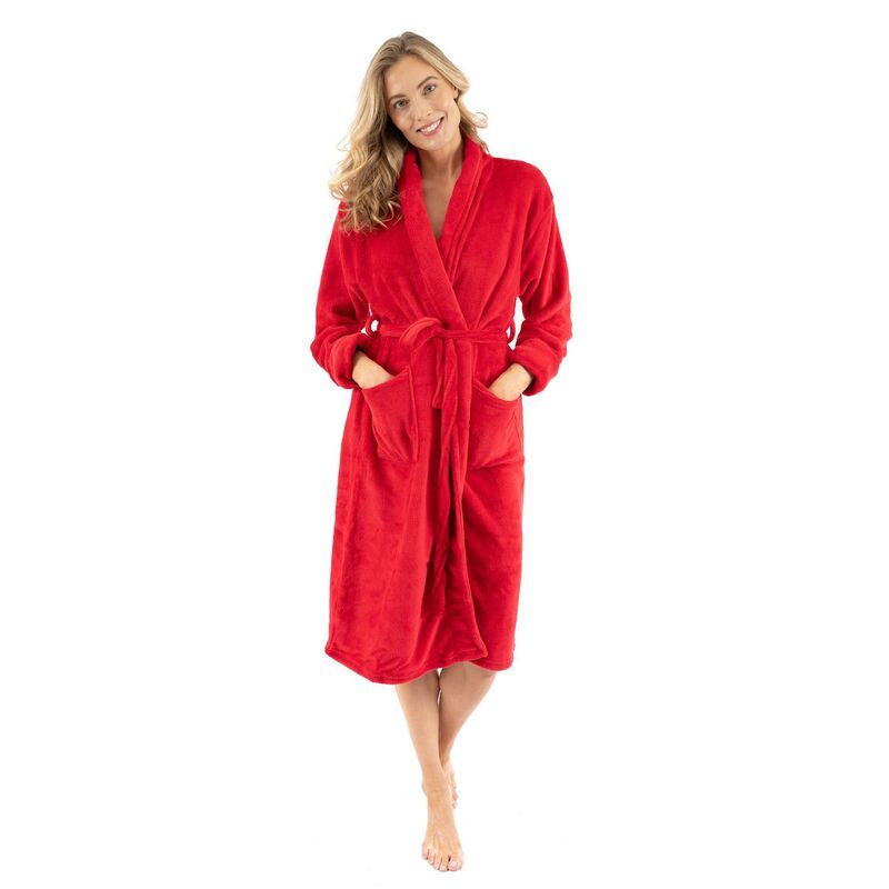 レベレット レディース アンダーウェア ナイトウェア フリース Leveret Womens Fleece Robe Red レッド