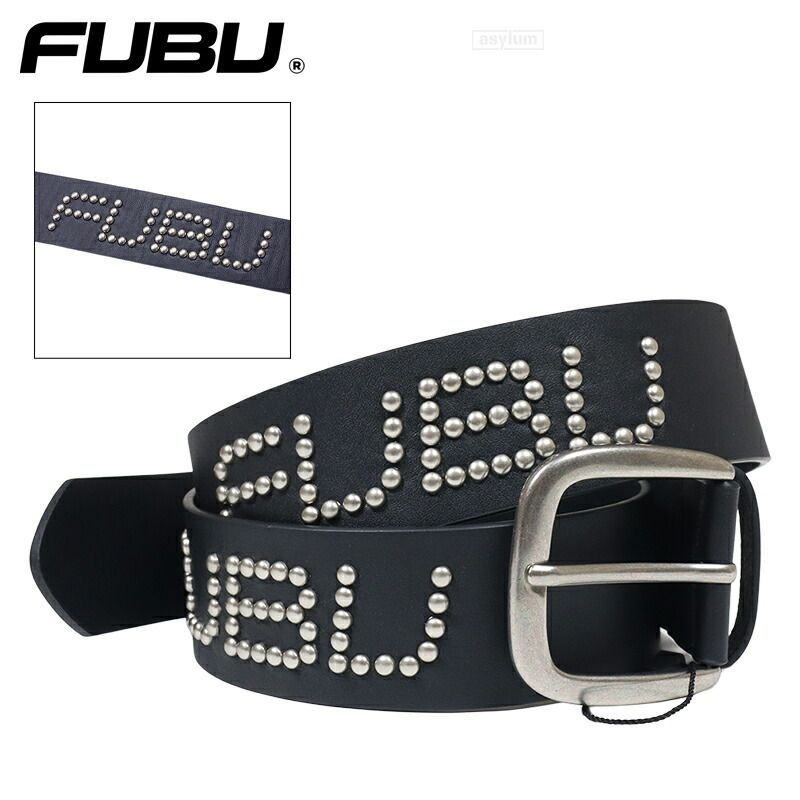 FUBU ベルト フブ レザーベルト スタッズベルト 牛革 本革 メンズ レディース ブランド 大きいサイズ おしゃれ おすすめ 人気 黒 fubu26ss001 ブラック M-L L-XL